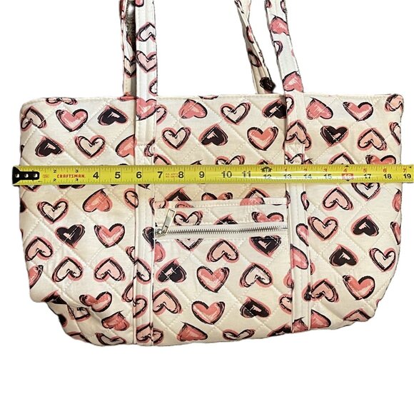 NEW QUILTED BAG PURSE SET White with Pink Hearts WOMAN WITHIN 2 Piece Set 0958A - Picture 7 of 14